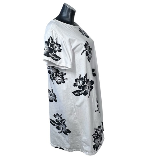 VINTAGE FAVANT Floral Hawaiian Short Sleeve Cotton Dress White & Black Size XXL - Picture 4 of 16